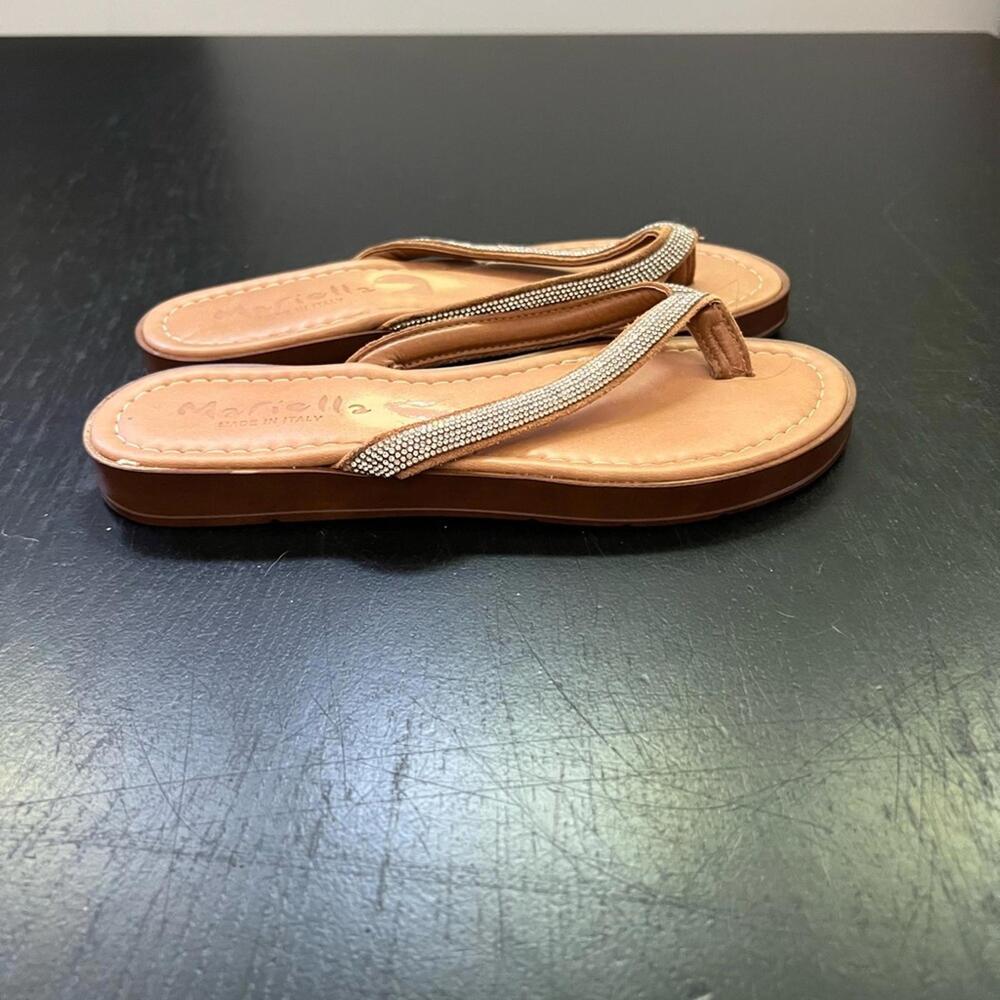 Mariella Made in Italy Rhinestone Leather Tan Sandals -‎ 11